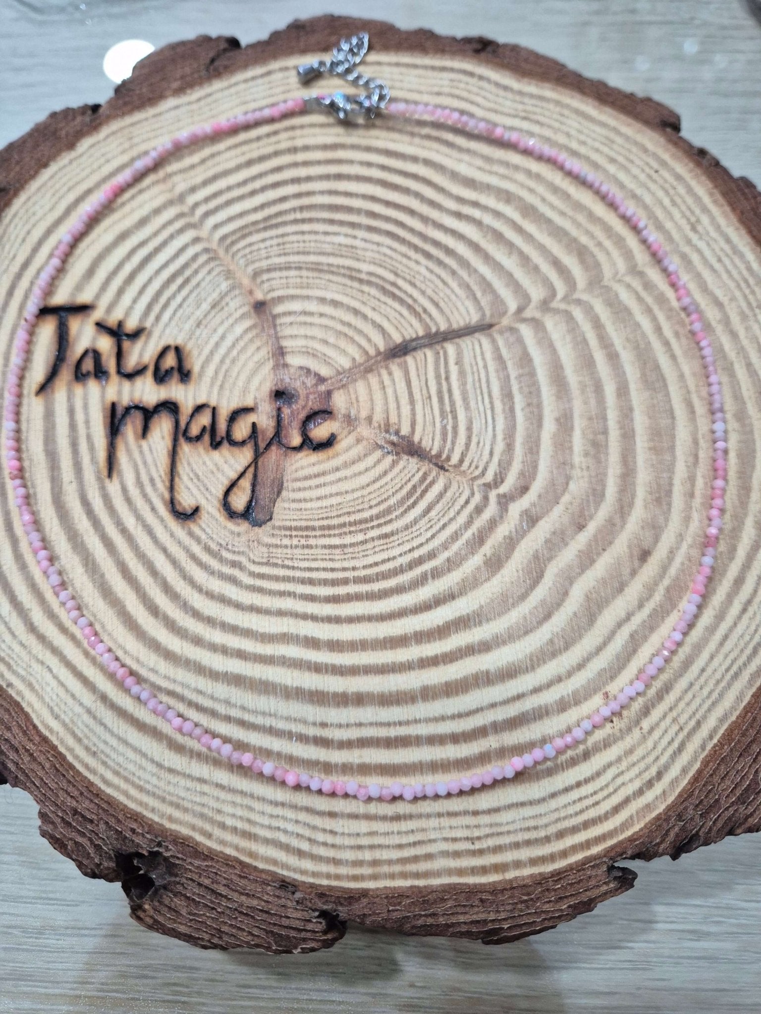 Collar opalo rosa facetado 2 mm JoyeriamineralescolgantesTienda esotérica Málaga - La Tienda de Tata Magic: tienda Esotérica en Málaga
